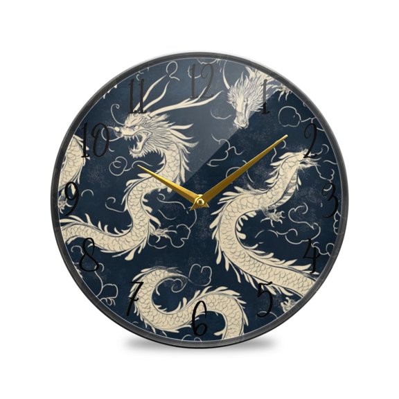 Acrylic Circular Clock 9.5x9.5 Inch Circular Clock Decorative Clock Creative Clock Dual-Purpose Clock Wall Clock Clock Decorate Your Space Beautiful Dragon