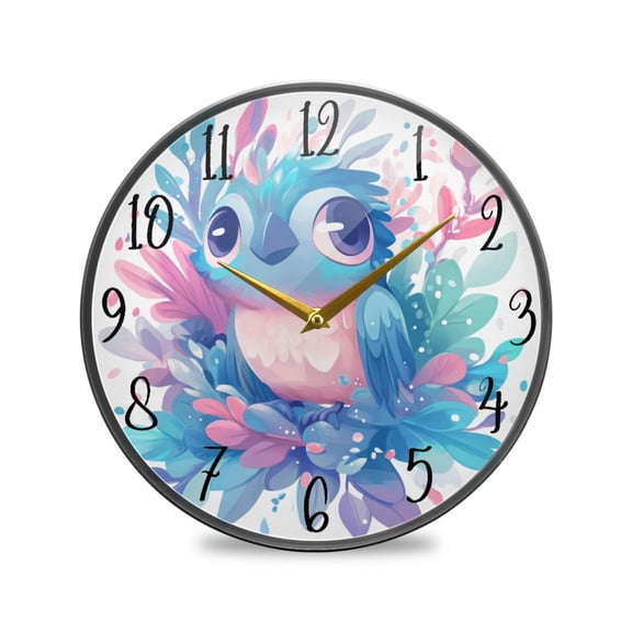 Acrylic Circular Clock 9.5x9.5 Inch Circular Clock Decorative Clock Creative Clock Dual-Purpose Clock Wall Clock Clock Decorate Your Space Big Eyed Blue Owl