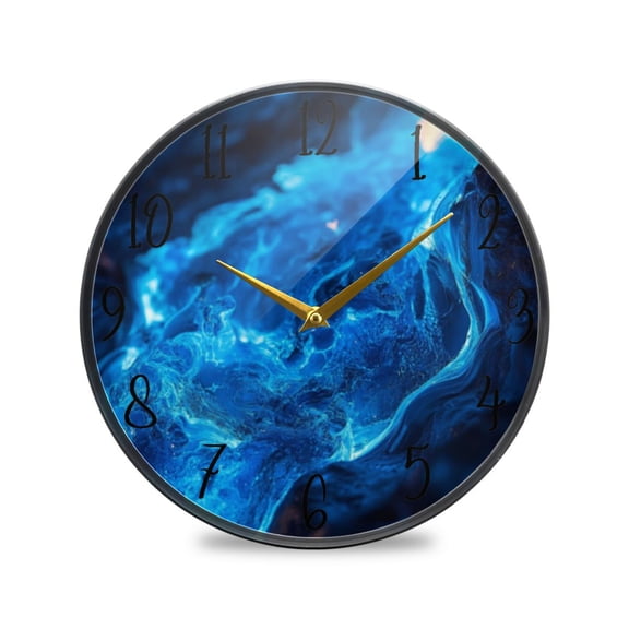 Acrylic Circular Clock 9.5x9.5 Inch Circular Clock Decorative Clock Creative Clock Dual-Purpose Clock Wall Clock Clock Decorate Your Space Blue Lava Pattern