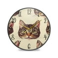 thumbnail image 1 of Acrylic Circular Clock 9.5x9.5 Inch Circular Clock Decorative Clock Creative Clock Dual-Purpose Clock Wall Clock Clock Decorate Your Space Brown Cat Face, 1 of 9