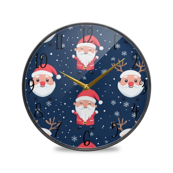 Acrylic Circular Clock 9.5x9.5 Inch Circular Clock Decorative Clock Creative Clock Dual-Purpose Clock Wall Clock Clock Decorate Your Space Cartoon Antler Santa Claus