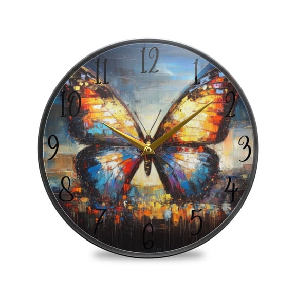 Acrylic Circular Clock 9.5x9.5 Inch Circular Clock Decorative Clock Creative Clock Dual-Purpose Clock Wall Clock Clock Decorate Your Space Cartoon Big Butterfly Picture