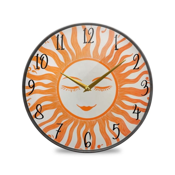 Acrylic Circular Clock 9.5x9.5 Inch Circular Clock Decorative Clock Creative Clock Dual-Purpose Clock Wall Clock Clock Decorate Your Space Cartoon Cute Big Sun