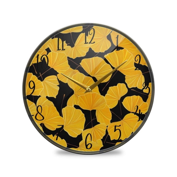 Acrylic Circular Clock 9.5x9.5 Inch Circular Clock Decorative Clock Creative Clock Dual-Purpose Clock Wall Clock Clock Decorate Your Space Cartoon Pretty Ginkgo Leaf