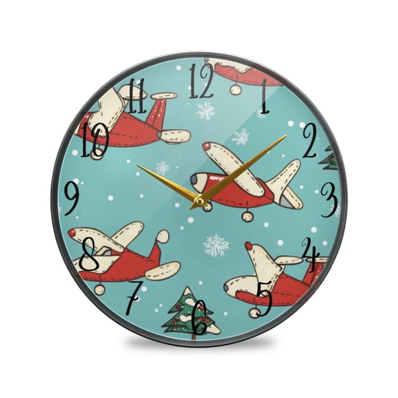 Acrylic Circular Clock 9.5x9.5 Inch Circular Clock Decorative Clock Creative Clock Dual-Purpose Clock Wall Clock Clock Decorate Your Space Christmas Cartoon Plane