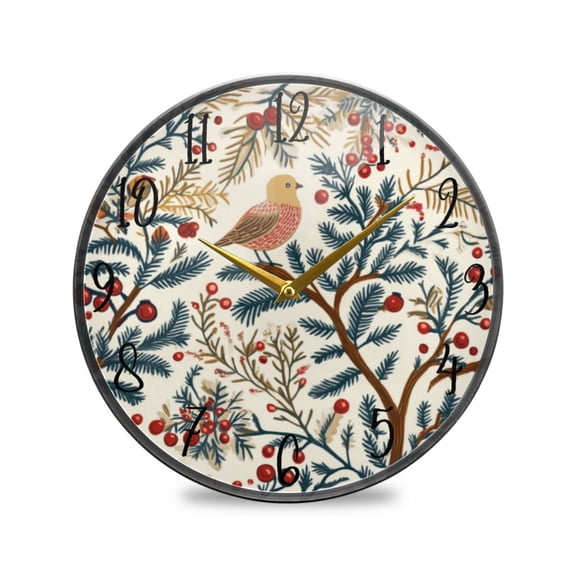 Acrylic Circular Clock 9.5x9.5 Inch Circular Clock Decorative Clock Creative Clock Dual-Purpose Clock Wall Clock Clock Decorate Your Space Cute Christmas Bird Pattern