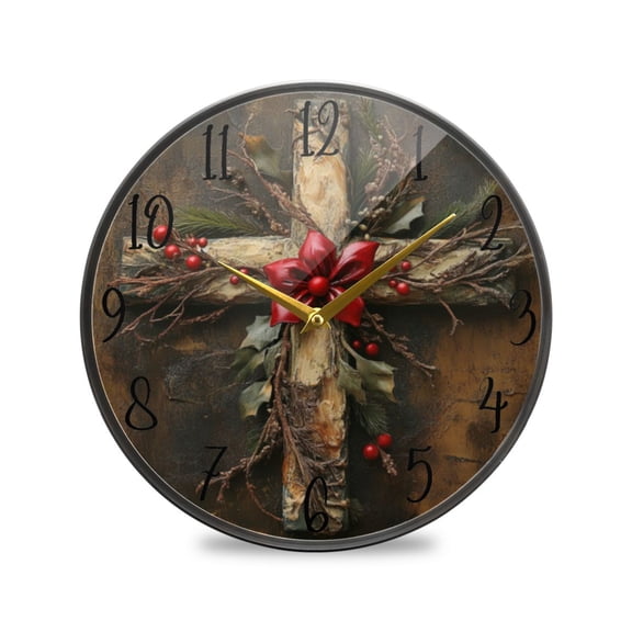 Acrylic Circular Clock 9.5x9.5 Inch Circular Clock Decorative Clock Creative Clock Dual-Purpose Clock Wall Clock Clock Decorate Your Space Cute Cross Pattern