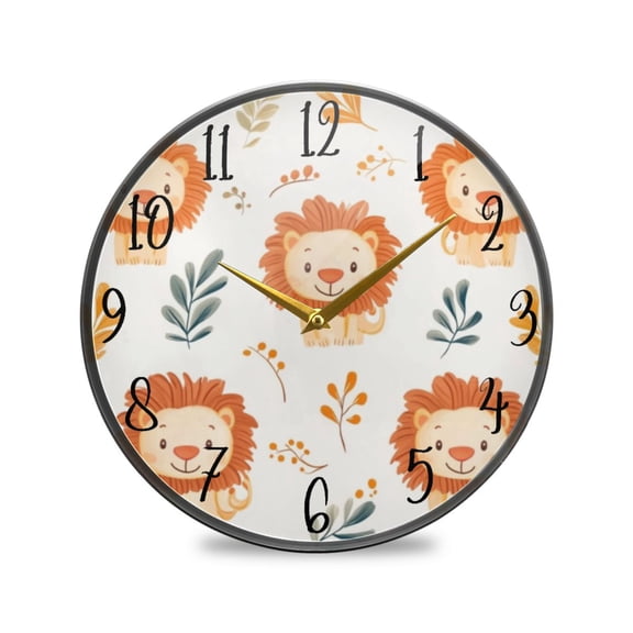 Acrylic Circular Clock 9.5x9.5 Inch Circular Clock Decorative Clock Creative Clock Dual-Purpose Clock Wall Clock Clock Decorate Your Space Cute Little Orange Lion