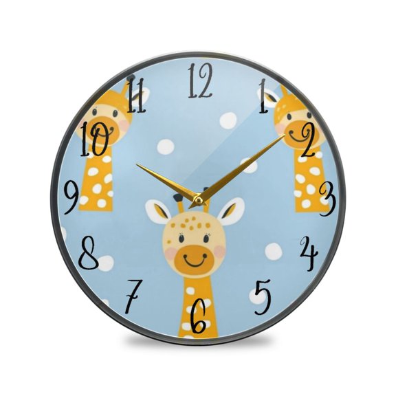 Acrylic Circular Clock 9.5x9.5 Inch Circular Clock Decorative Clock Creative Clock Dual-Purpose Clock Wall Clock Clock Decorate Your Space Cute Pretty Cartoon Giraffe