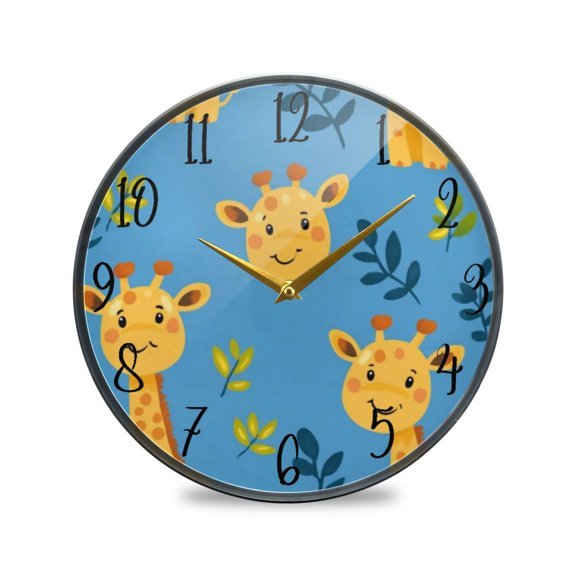 Acrylic Circular Clock 9.5x9.5 Inch Circular Clock Decorative Clock Creative Clock Dual-Purpose Clock Wall Clock Clock Decorate Your Space Cute Pretty Yellow Giraffe