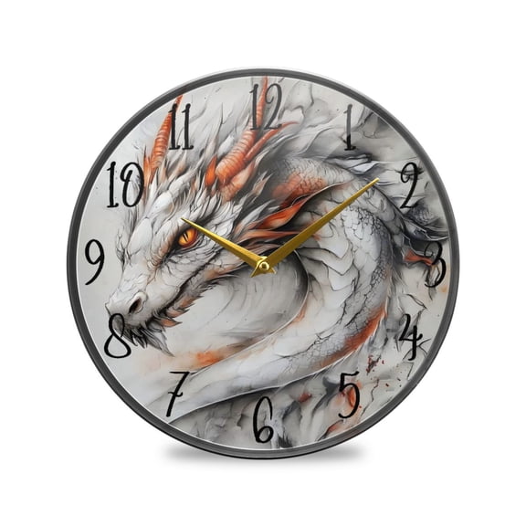 Acrylic Circular Clock 9.5x9.5 Inch Circular Clock Decorative Clock Creative Clock Dual-Purpose Clock Wall Clock Clock Decorate Your Space Painting Dragon