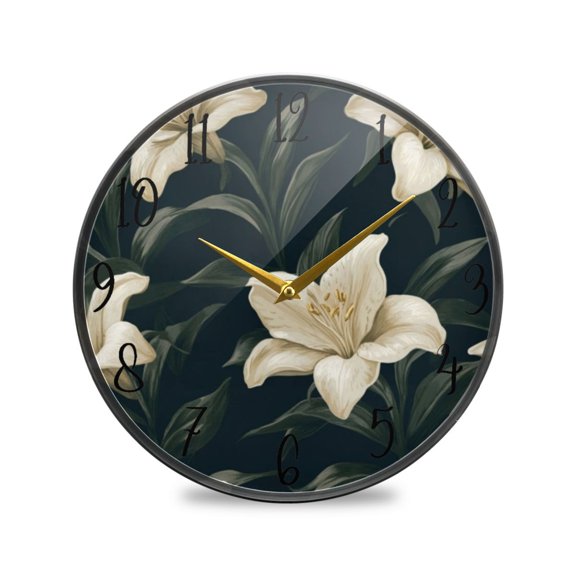 Acrylic Circular Clock 9.5x9.5 Inch Circular Clock Decorative Clock Creative Clock Dual-Purpose Clock Wall Clock Clock Decorate Your Space Pretty Lovely Lilies