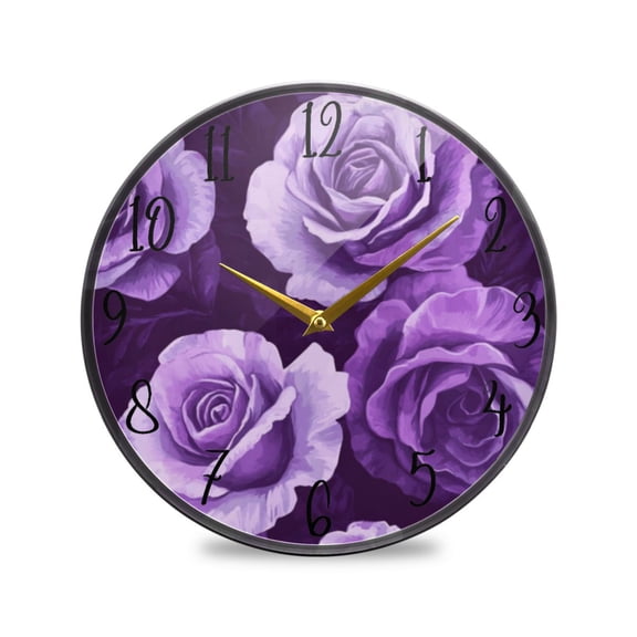 Acrylic Circular Clock 9.5x9.5 Inch Circular Clock Decorative Clock Creative Clock Dual-Purpose Clock Wall Clock Clock Decorate Your Space Purple Rose1