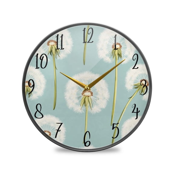 Acrylic Circular Clock 9.5x9.5 Inch Circular Clock Decorative Clock Creative Clock Dual-Purpose Clock Wall Clock Clock Decorate Your Space White Cartoon Dandelion