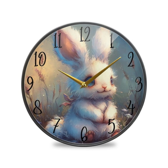 Acrylic Circular Clock 9.5x9.5 Inch Circular Clock Decorative Clock Creative Clock Dual-Purpose Clock Wall Clock Clock Decorate Your Space White Rabbit Cartoon