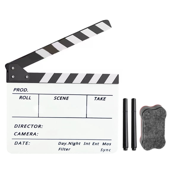 Acrylic Clapper Board Film Movie Clapperboard for Creative Video Projects and Movie Scene 12x10inch