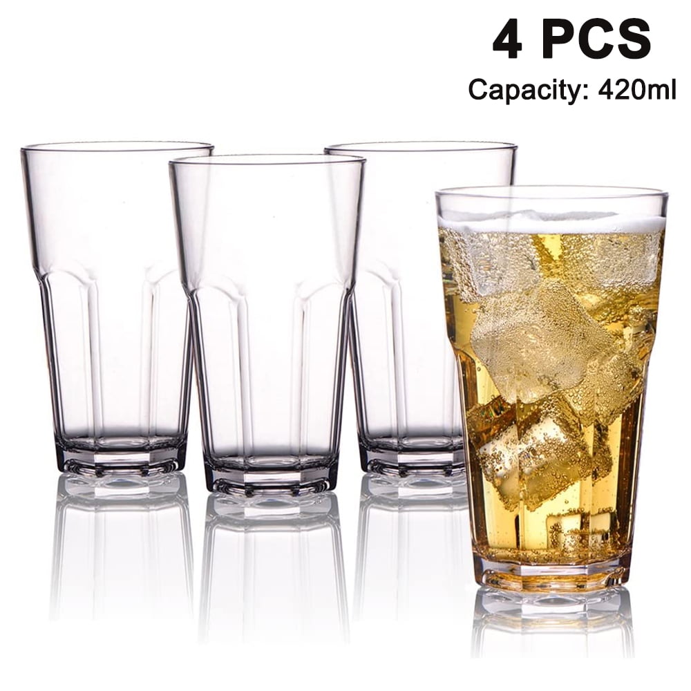 Acrylic Classic Clear Plastic Reusable Drinking Glasses (Set of 4)Water