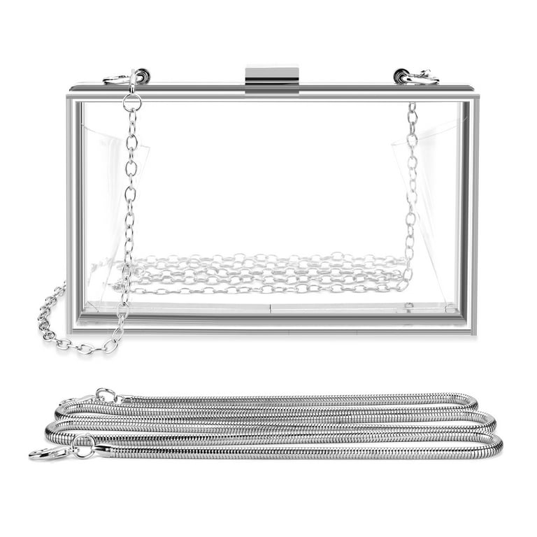 crossbody purses with chains transparent clutch purse Small Clear Chain Bag