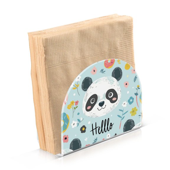 Acrylic Clear Cocktail Napkin Holder 2 Pack 4.1x4.9x2 inch Hello Panda Face