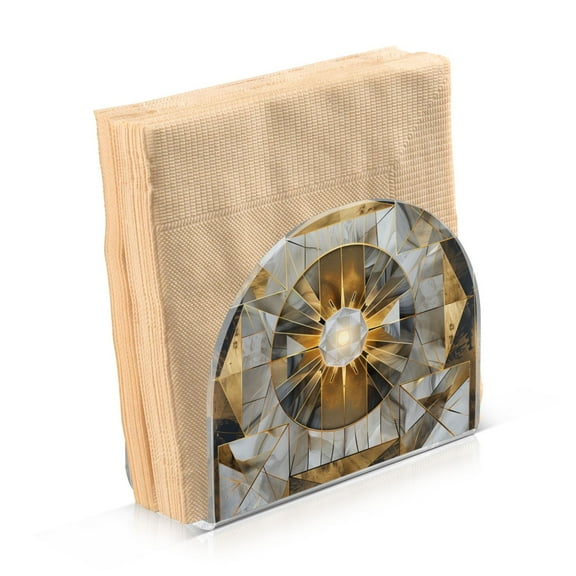 Acrylic Clear Cocktail Napkin Holder 4.1x4.9x2 inch Abstract Crystal Geometric