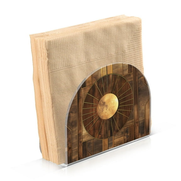 Acrylic Clear Cocktail Napkin Holder 4.1x4.9x2 inch Abstract Wood Geometric