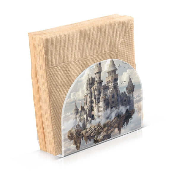 Acrylic Clear Cocktail Napkin Holder 4.1x4.9x2 inch Castles Float in Air