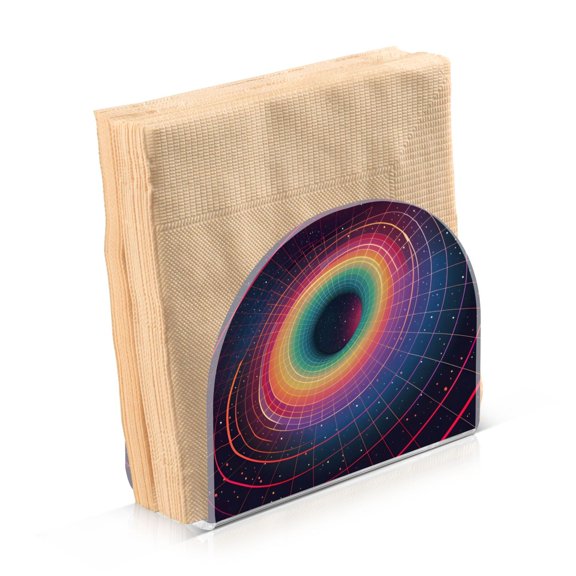 Acrylic Clear Cocktail Napkin Holder 4.1x4.9x2 inch Colorful Block Swirl