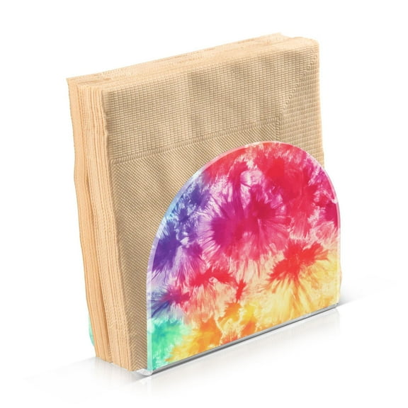 Acrylic Clear Cocktail Napkin Holder 4.1x4.9x2 inch Colorful Tie Dye