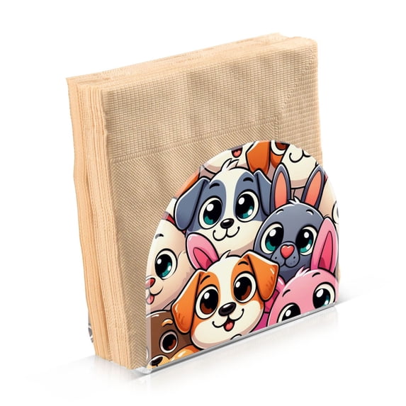 Acrylic Clear Cocktail Napkin Holder 4.1x4.9x2 inch Cute Dogs Head