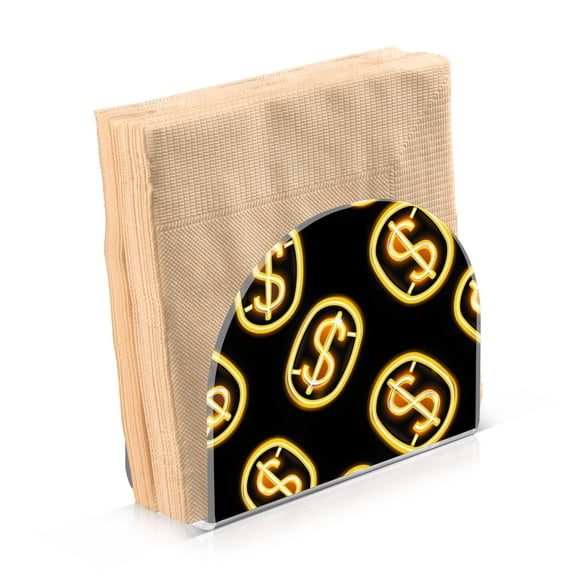 Acrylic Clear Cocktail Napkin Holder 4.1x4.9x2 inch Dollar Sign