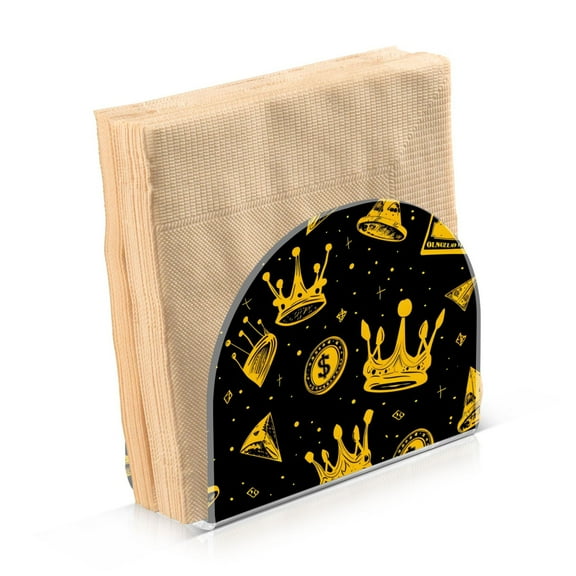 Acrylic Clear Cocktail Napkin Holder 4.1x4.9x2 inch Dollars Coin Crown