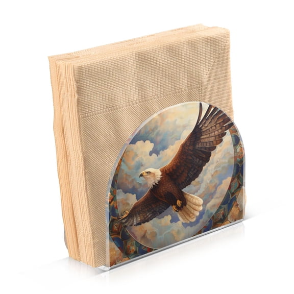 Acrylic Clear Cocktail Napkin Holder 4.1x4.9x2 inch Eagle Fly in Sky