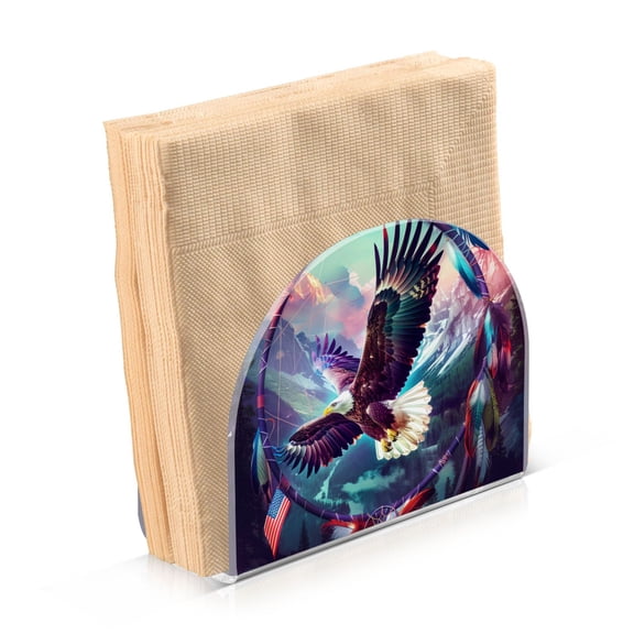 Acrylic Clear Cocktail Napkin Holder 4.1x4.9x2 inch Eagle Mountains Tree Circle