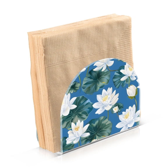 Acrylic Clear Cocktail Napkin Holder 4.1x4.9x2 inch Lily Flower in Water