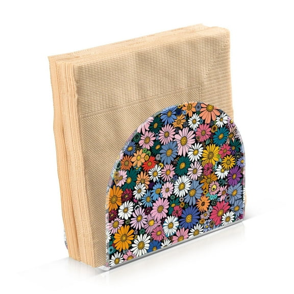 Acrylic Clear Cocktail Napkin Holder 4.1x4.9x2 inch Little Beautiful Daisy Flower