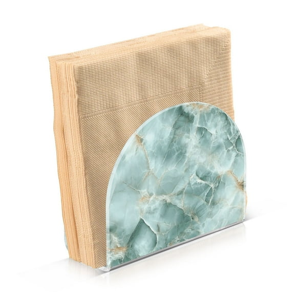 Acrylic Clear Cocktail Napkin Holder 4.1x4.9x2 inch Mint Green Marble
