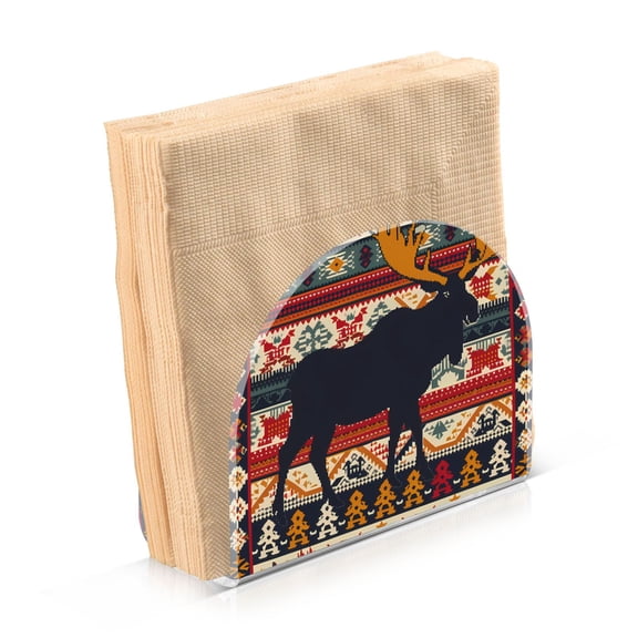 Acrylic Clear Cocktail Napkin Holder 4.1x4.9x2 inch Moose Silhouette
