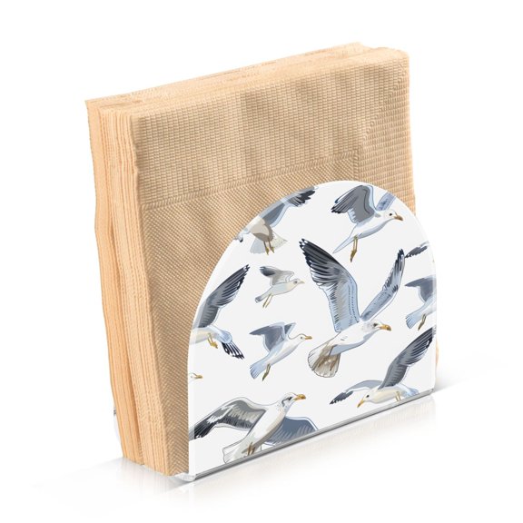 Acrylic Clear Cocktail Napkin Holder 4.1x4.9x2 inch Seagulls Flying
