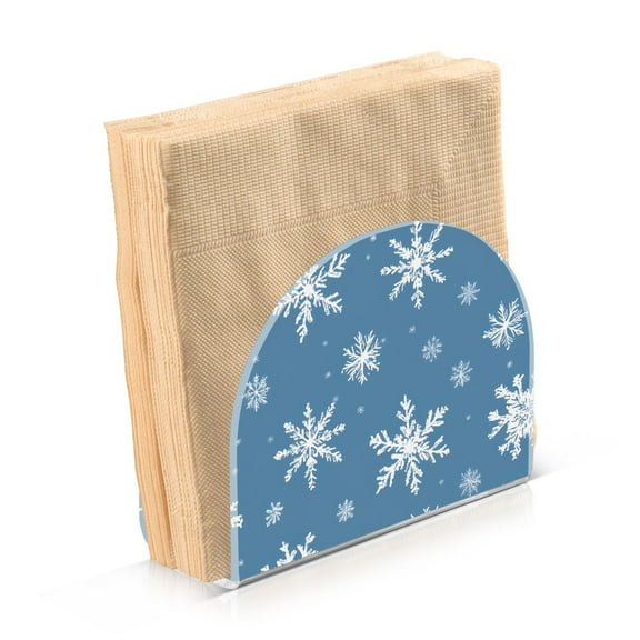 Acrylic Clear Cocktail Napkin Holder 4.1x4.9x2 inch Snowflakes in Air