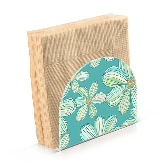 Acrylic Clear Cocktail Napkin Holder 4.1x4.9x2 inch Watercolor Daisy Flowers