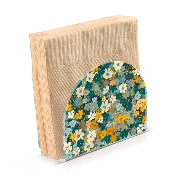 Acrylic Clear Cocktail Napkin Holder 4.1x4.9x2 inch Watercolor Little Daisy