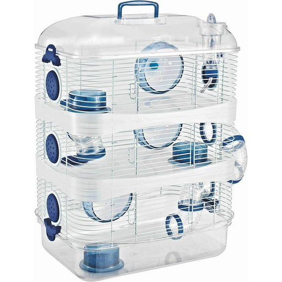 Acrylic Clear Expansible and Customizable 3-Solid Story Acrylic Clear Hamster Habitat Home House Cage For Rodent Gerbil Mouse Mice Rat With Accessories