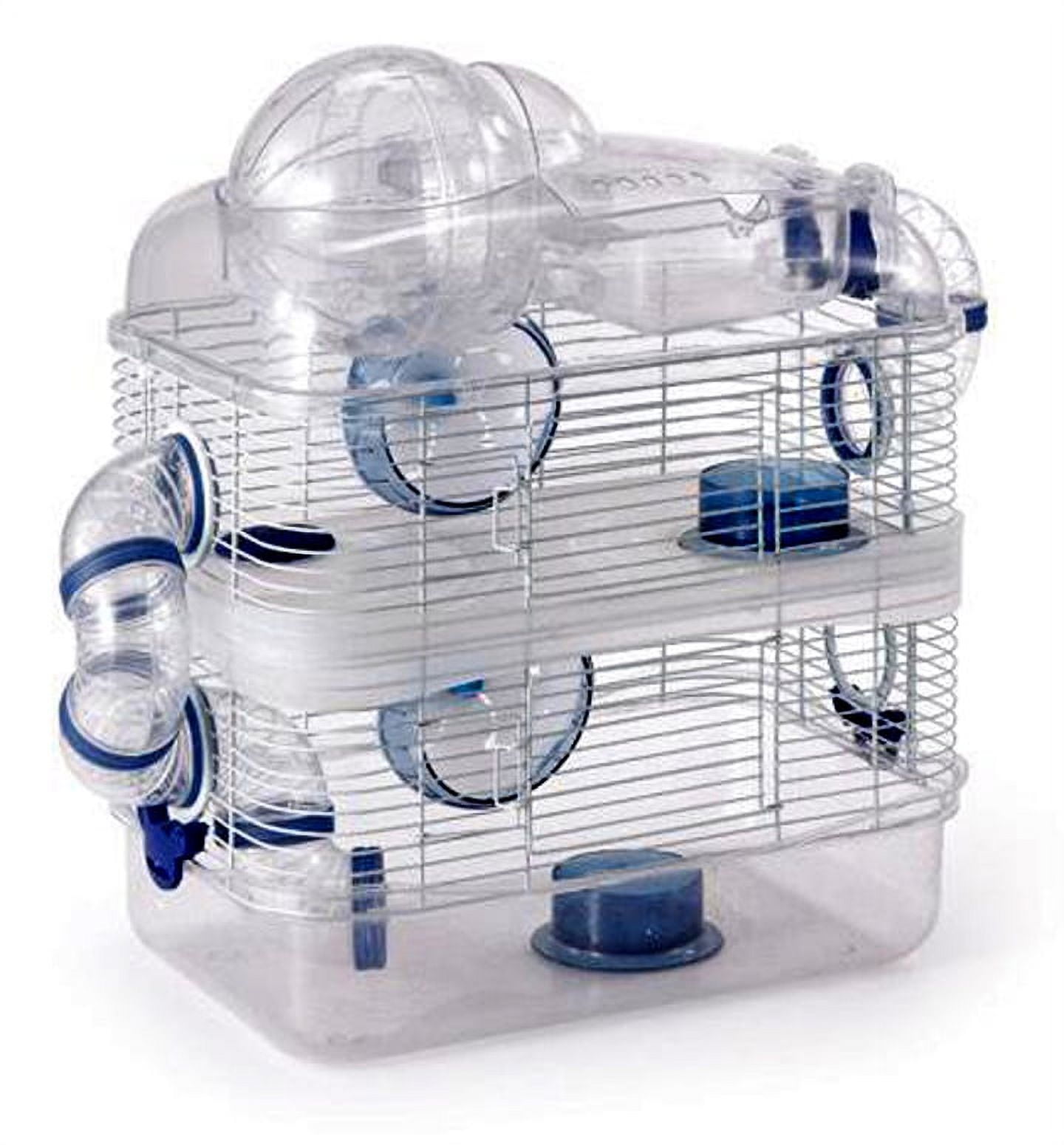 Acrylic Clear Expansible and Customizable 3-Levels Hamster Home Mice Mouse House Habitat with Large Top Level Exercise Running Ball Expansion Outlet