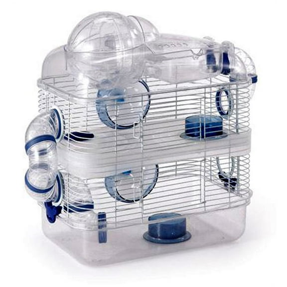 Acrylic Clear Expansible and Customizable 3-Levels Hamster Home Mice Mouse House Habitat with Large Top Level Exercise Running Ball Expansion Outlet