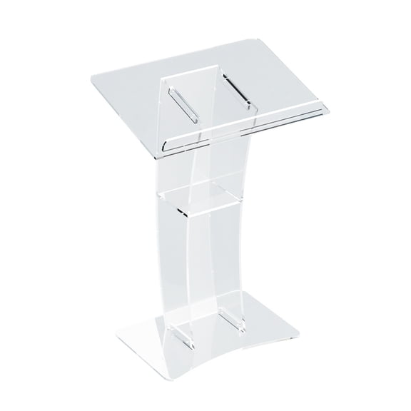 Acrylic Clear Podium Plexiglass Pulpit School Conference Church Curve Lectern for Speeches, Opening Ceremonies, Celebrations and Other Occasions,Countertop Size 60x40cm,Easy Assembly Required