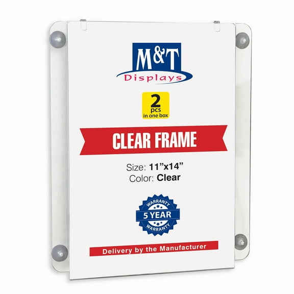 Acrylic Clear Sign Holder for Window Portrait 11x14 Inch Picture Frame Office Store Display 2-Pack