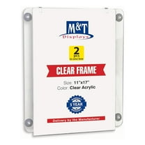 Acrylic Clear Sign Holder for Window Portrait 11x17 Inch Picture Frame Office Store Display 2-Pack
