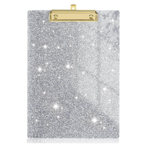 Acrylic Clipboard With Stylish Glitter Surface Low-Profile Gold Clips Sturdy Lightweight Design For Classroom School Office Use