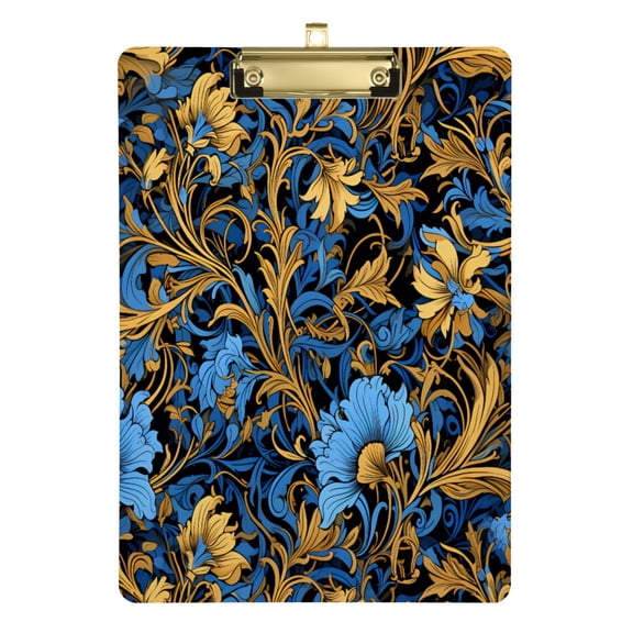 Acrylic Clipboards Colorful Blue Flowers A4 Standard Size Clipboard 12.5" X 9" Clip Board for Office School Teacher Women Men