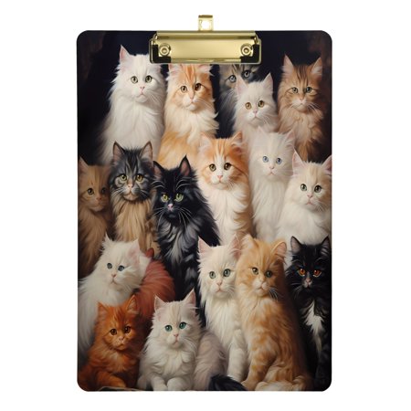 Acrylic Clipboards Cute Cats Black and White A4 Standard Size Clipboard 12.5" X 9" Clip Board for Office School Teacher Women Men